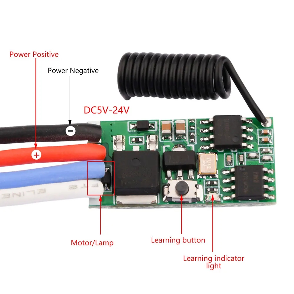 433Mhz Receiver Module - DC 3.7V-24V 433MHz มินิไร้สาย RF รีโมทคอนโทรลสวิตช์โมดูลรับสัญญาณสำหรับไฟ
