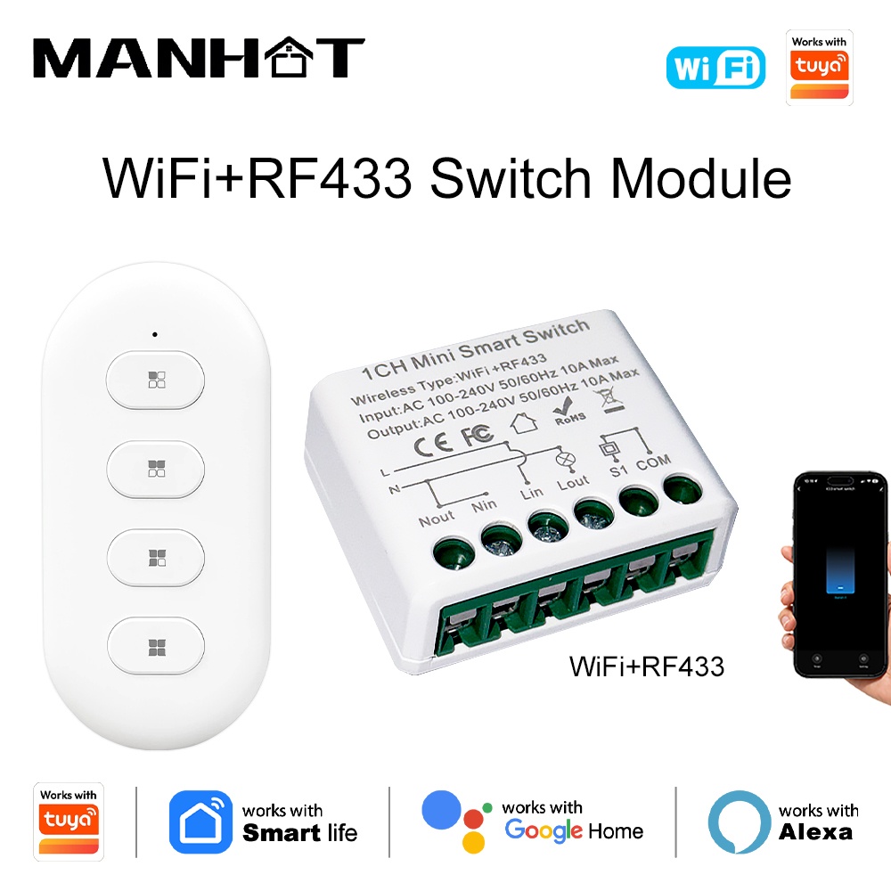 สวิตช์ไฟอัจฉริยะ Tuya WIFI 10A - Diy Home Automation Controller บทวิจารณ์และราคา